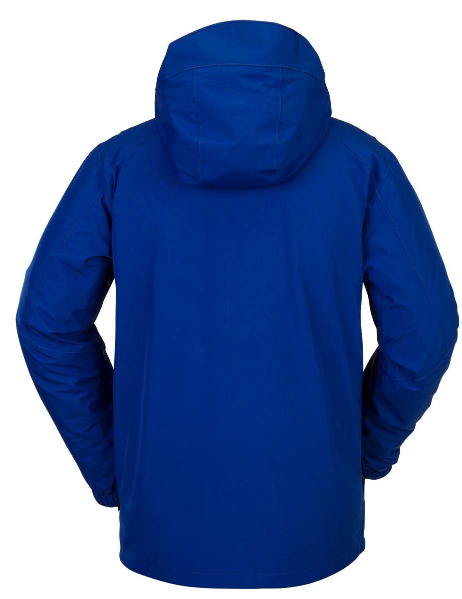 Volcom TDS 2L GORE-TEX Insulated Jacket 2022 - A royal blue jacket with a hood, featuring a zippered front and two side pockets.