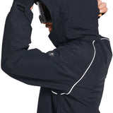 Volcom TDS 2L GORE-TEX Insulated Jacket 2023 - A black jacket with white accents and a hood, featuring two zippered pockets on the front.