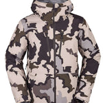 Volcom TDS Infrared GORE-TEX Jacket 2022 - A camouflage-printed jacket with a hood, featuring dark green and light gray colors.