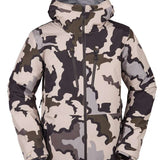 Volcom TDS Infrared GORE-TEX Jacket 2022 - A camouflage-printed jacket with a hood, featuring dark green and light gray colors.