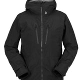 Volcom TDS Infrared GORE-TEX Jacket 2022 - A black jacket with a hood, featuring two zippered pockets on the front and a white logo on the left chest.