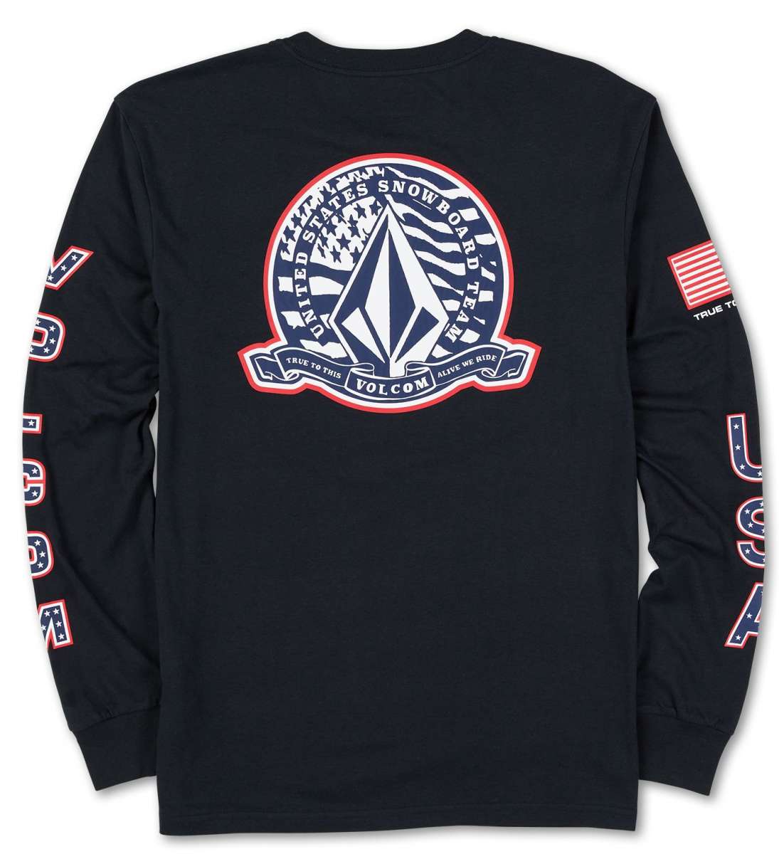 Volcom - A long-sleeve tee with a large graphic of an eagle on the front, featuring red and blue colors.