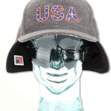 Volcom USA Winter Hat 2022 - Gray hat with blue "USA" logo outlined in red, featuring white stars.