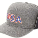 Volcom USA Winter Hat 2022 - A gray winter hat with a red, white and blue "USA" logo on the front.