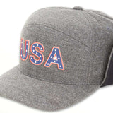 Volcom USA Winter Hat 2022 - A gray winter hat with a red, white and blue "USA" logo on the front.