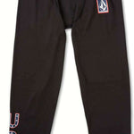 Volcom USST Base Bottom 2022 - Black bottoms with a white logo on the left thigh and red, white, and blue lettering that reads "USST" on the right leg.