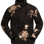 Volcom V Science Fleece Pullover 2023 - A black fleece pullover with a brown and white abstract pattern.