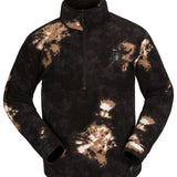 Volcom V Science Fleece Pullover 2023 - A black fleece pullover with a brown and white abstract pattern.