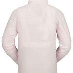 Volcom V Science Fleece Pullover 2023 - A light pink fleece pullover with a black zipper and white drawstrings.
