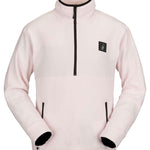 Volcom V Science Fleece Pullover 2023 - A light pink fleece pullover with a black zipper and logo on the left chest.