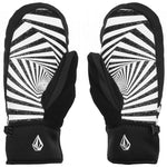 Volcom V.Co Nyle Mittens - Pair of black mittens with a white geometric pattern on the back and palm, featuring a small logo at the wrist.