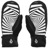 Volcom V.Co Nyle Mittens - Pair of black mittens with a white geometric pattern on the back and palm, featuring a small logo at the wrist.
