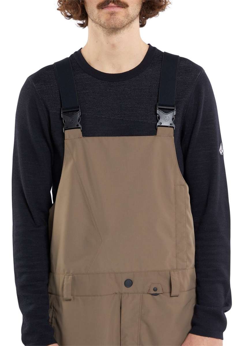 Volcom V.Co Sparta Bib Overall Pants 2024 - Black bib overalls with a white logo on the left leg and black straps.