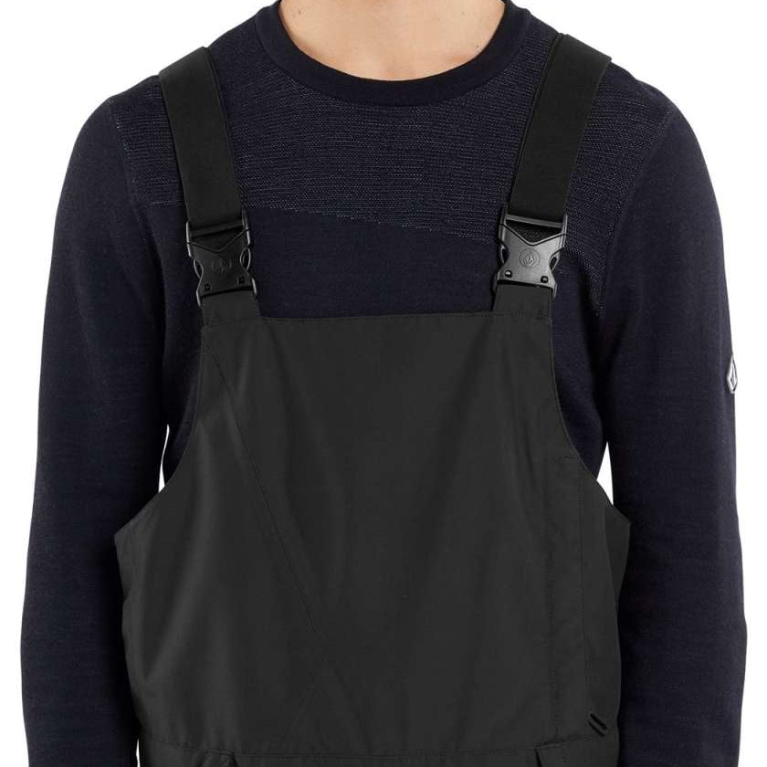 Volcom V.Co Sparta Bib Overall Pants 2024 - Black bib overalls with adjustable straps and multiple pockets.