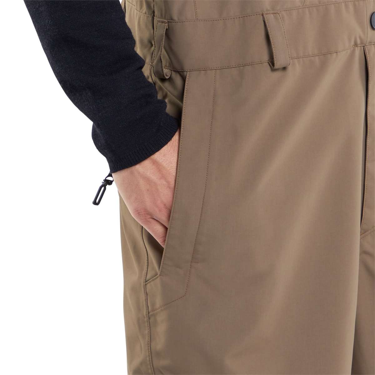 Volcom V.Co Sparta Bib Overall Pants 2024 - Black bib overalls with white logo on left thigh and black zipper fly.