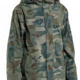 Volcom V.Co Stretch GORE-TEX Jacket 2024 - A green camouflage jacket with a hood, worn by a model who is only visible from the waist up.
