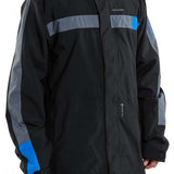 Volcom V.Co Stretch GORE-TEX Jacket 2024 - Black jacket with blue stripe on chest and gray stripe on sleeve.