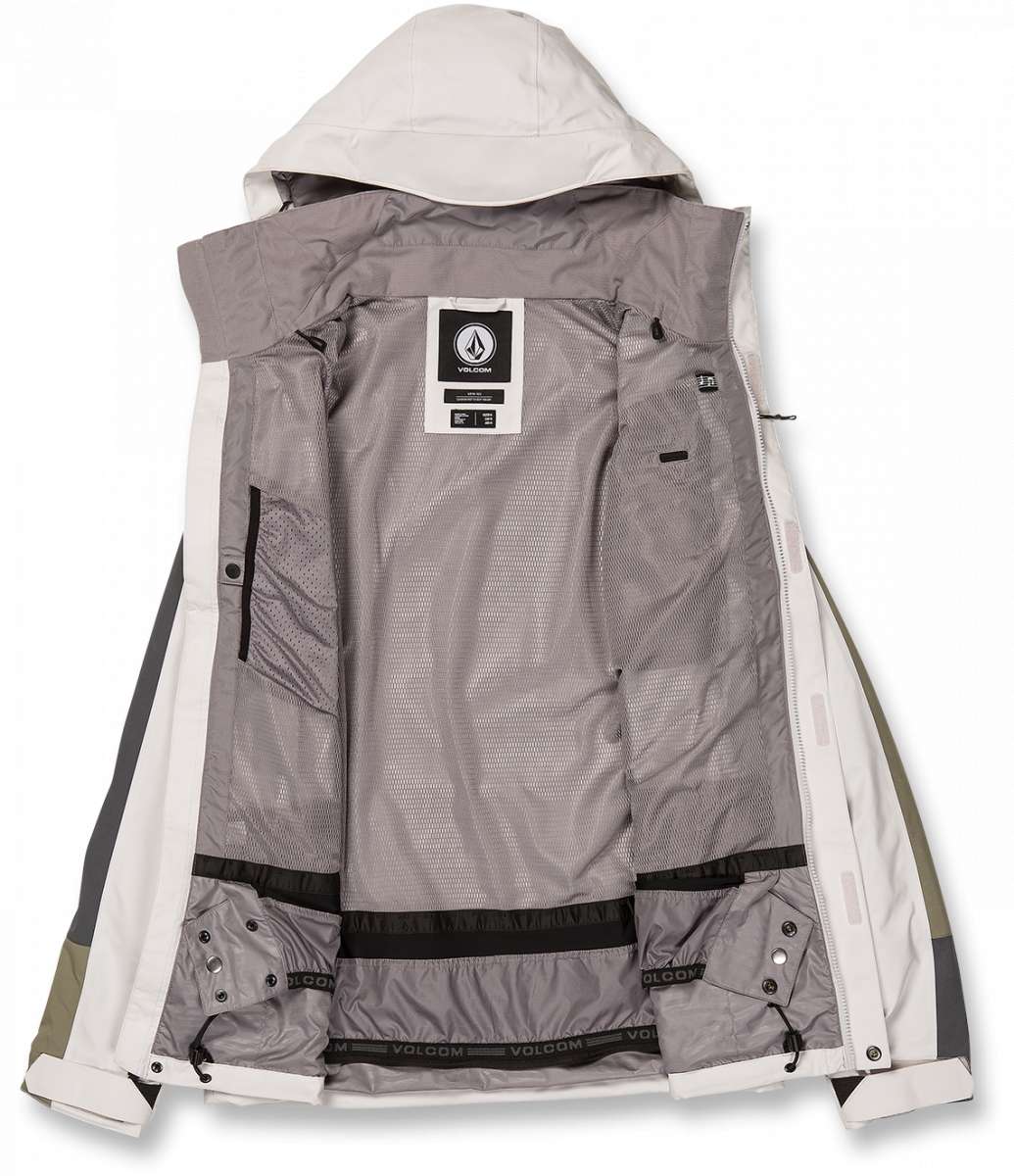 Volcom V.Co Stretch GORE-TEX Jacket 2024 - A black jacket with a white logo on the chest and a hood, laid flat on a solid background.