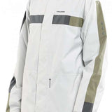 Volcom V.Co Stretch GORE-TEX Jacket 2024 - A white jacket with grey and olive green accents, featuring a hood and zippered pockets.