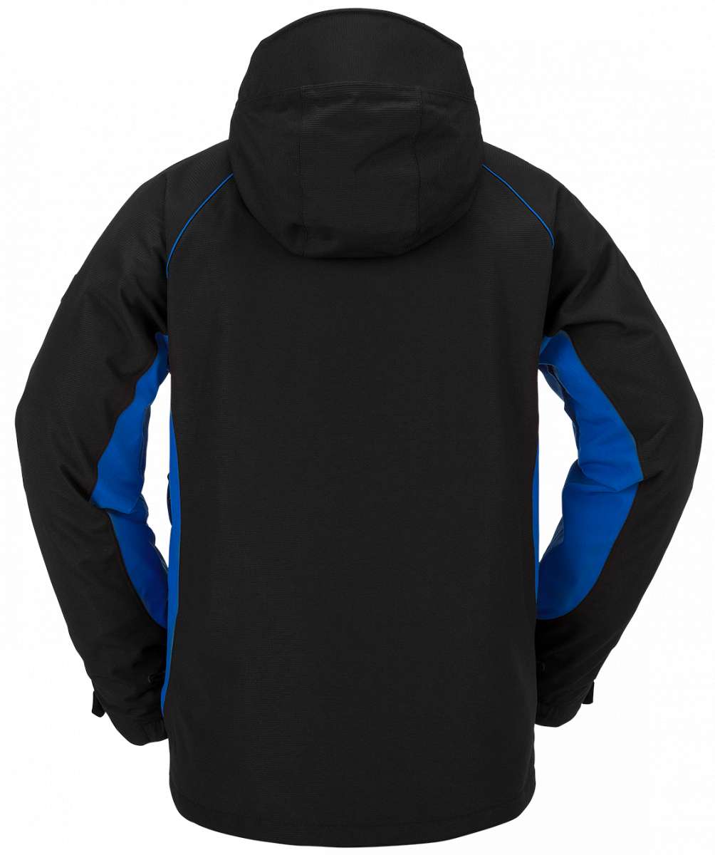 Volcom V.Co WFO Shell Jacket 2024 - Black jacket with blue accents on sleeves and chest.
