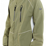 Volcom V.Co WFO Shell Jacket 2024 - Olive green jacket with white stitching and a black zipper.