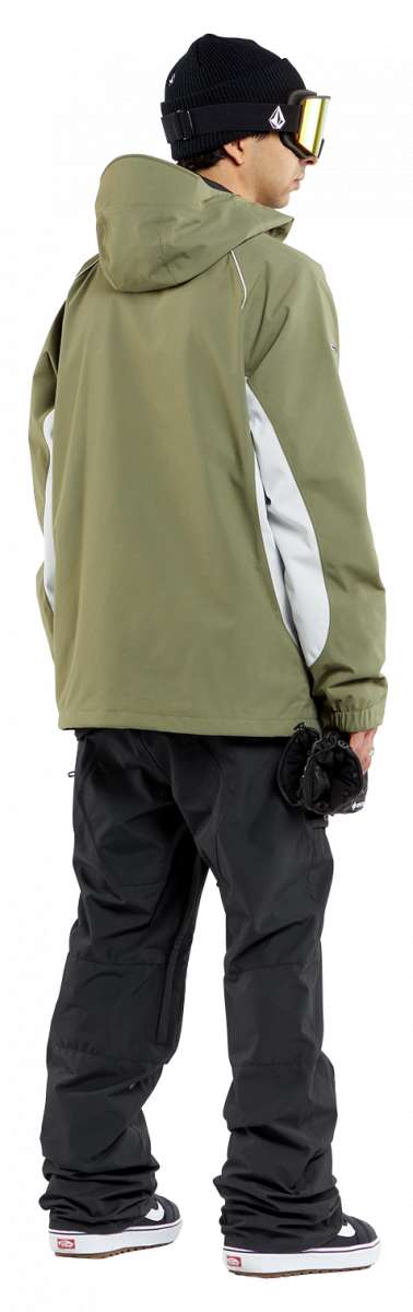 Volcom V.Co WFO Shell Jacket 2024 - Olive green jacket with white accents and a hood.