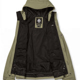 Volcom V.Co WFO Shell Jacket 2024 - A black jacket with a hood, featuring a white logo on the chest and a zipper down the front.