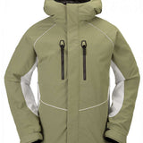 Volcom V.Co WFO Shell Jacket 2024 - Olive green jacket with white accents and black zipper pulls.