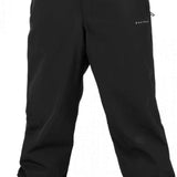 Volcom X Dustbox Pant 2024 - Black snow pants with a white logo on the left thigh and two zippered pockets on the side.