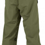 Volcom X Dustbox Pant 2024 - Olive green pants with a brown logo on the left leg and a brown tag on the back waistband.