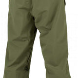 Volcom X Dustbox Pant 2024 - Olive green pants with a brown logo on the left leg and a brown tag on the back waistband.