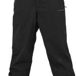 Volcom X Dustbox Pant 2024 - Black snow pants with a subtle white logo on the left thigh and adjustable Velcro straps at the waist.