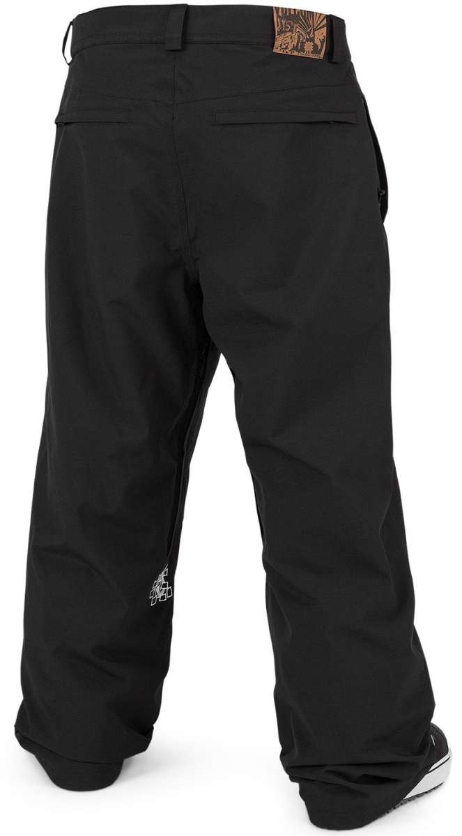 Volcom X Dustbox Pant 2024 - Black snowboard pants with a white logo on the left leg.