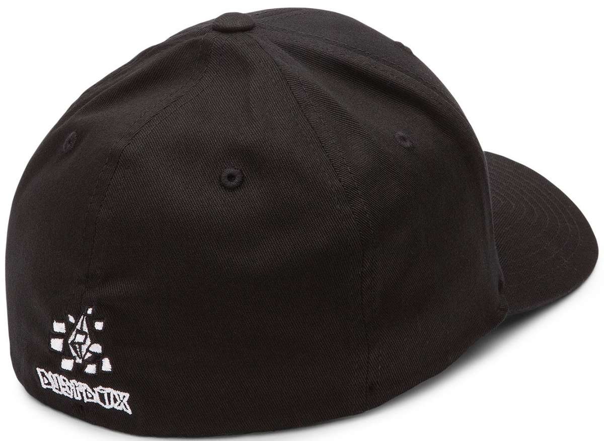 Volcom - A black hat with a white logo on the front featuring a stylized "V" and the word "Dust Box".