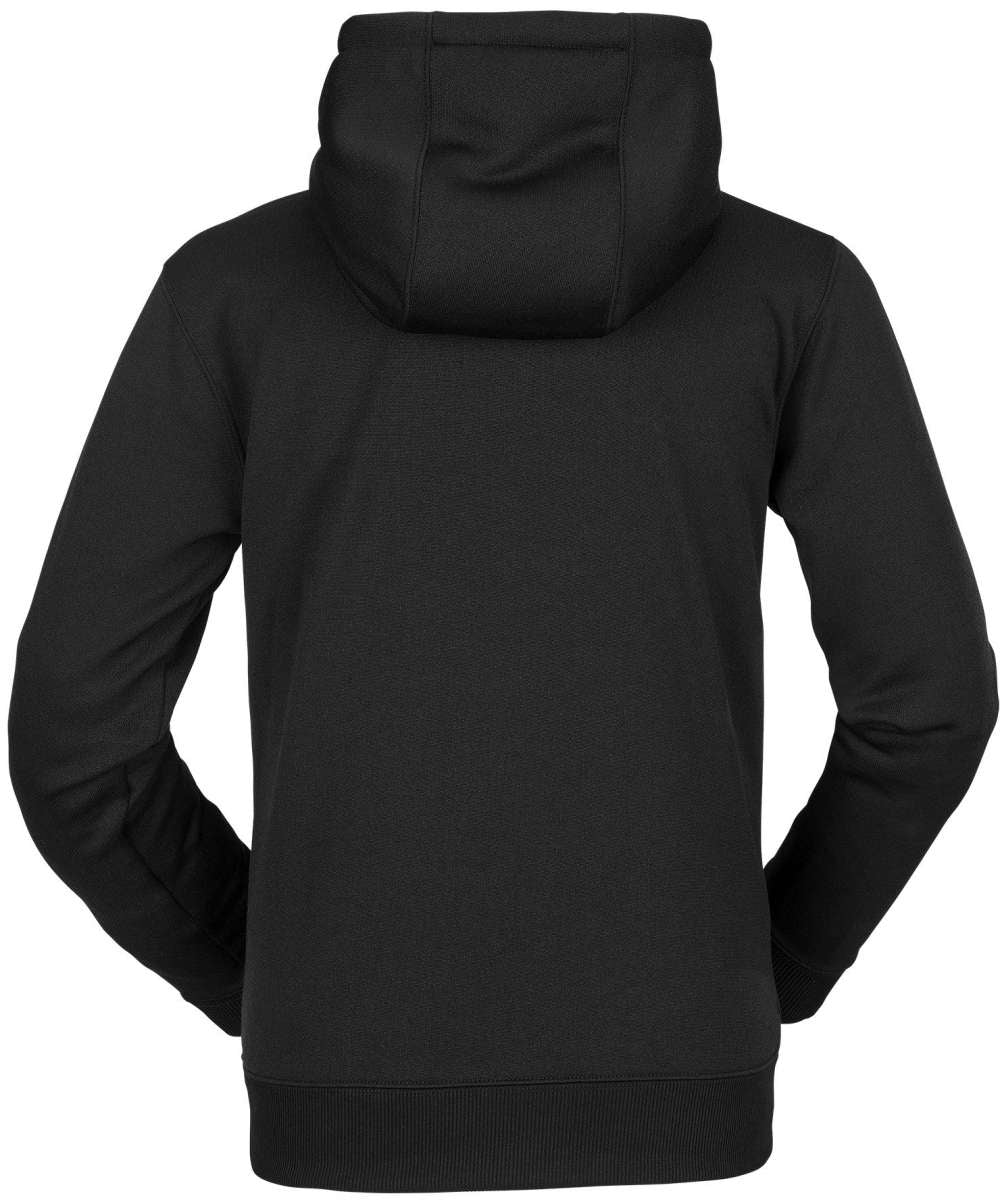 Volcom Youth Riding Fleece Hoodie 2023 - A black fleece hoodie with a hood and drawstring, featuring a small logo on the chest.