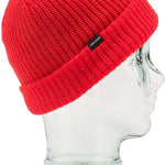 Volcom Youth Sweep Lined Beanie 2023 - A red beanie with a black label that says "VOLCOM" in white letters on the front.