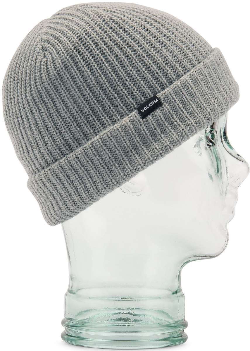 Volcom Youth Sweep Lined Beanie 2023 - A gray beanie with a black label that says "VOLCOM" in white letters.