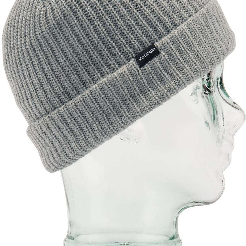 Volcom Youth Sweep Lined Beanie 2023 - A gray beanie with a black label that says "VOLCOM" in white letters.