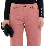 Volcom Women's Frochickie Insulated Pant - Black snow pants with white logo on left thigh and right calf.