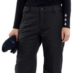 Volcom Women's Frochickie Insulated Pant - Black snowboard pants with a subtle white logo on the left leg cuff.