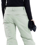 Volcom Women's Frochickie Insulated Pant 2024 - Black snow pants with a subtle white logo on the left thigh and black drawstring at waist.