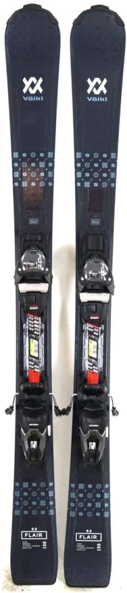 Volkl Women's Flair 8.0 System Ski With FDT TP 10 Ski Binding 2022-2023 - Black ski with white logo and text, silver bindings.