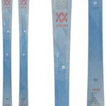 Volkl Women's Secret 96 Skis 2024 - White skis with a geometric pattern on top and bottom, featuring a diamond-shaped design in red and gray.