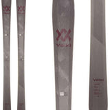 Volkl Women's Yumi 80 Skis 2024 - Gray skis with a geometric pattern on top and bottom, featuring a distinctive red logo in the center of the top sheet.