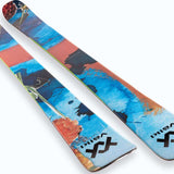 Volkl Revolt 90 Flat Ski 2022-2023 - A pair of skis with a blue and red graphic design featuring abstract shapes and lines.