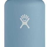 Hydro Flask - A wide-mouth water bottle with a screw-on lid, featuring a stainless steel body and a clear plastic cap.