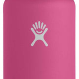 Hydro Flask - A wide-mouth water bottle with a screw-on lid, featuring a stainless steel body and a clear plastic cap.