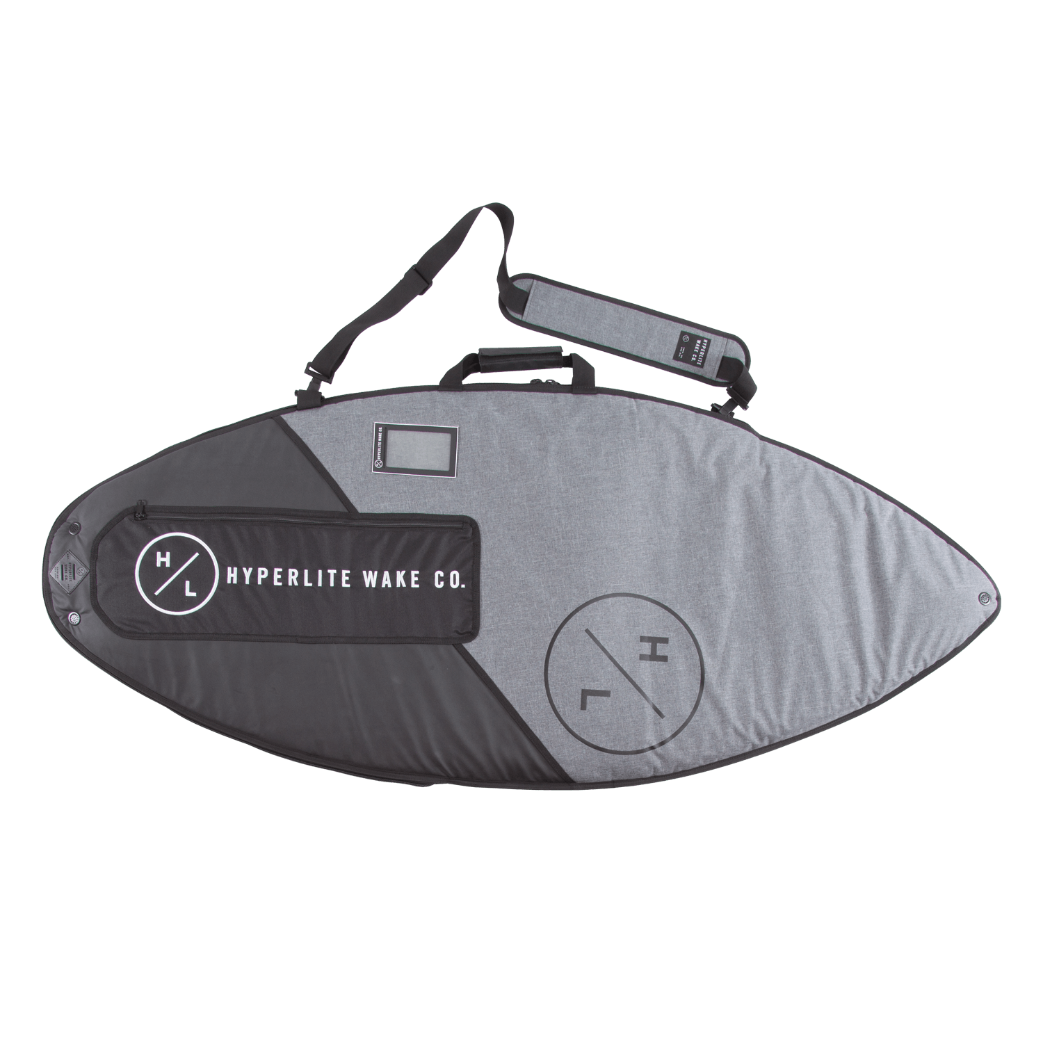 Hyperlite Wakesurf Bag 2023 - Gray bag with black trim, featuring a handle and shoulder strap.