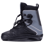 Hyperlite Junior's Optic 2-4 Wake Bindings 2023 - A pair of black wake bindings with silver buckles and straps.