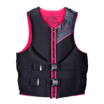 Hyperlite Indy Women's CGA Vest - Pink life jacket with a zipper and two black buckles, featuring a pink color scheme.